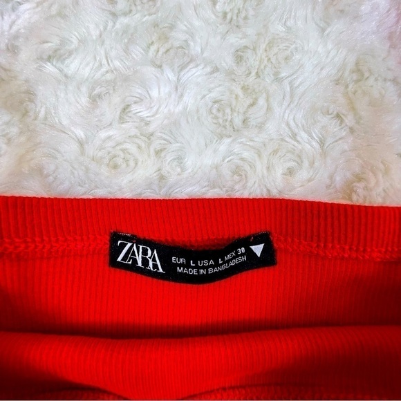 Zara - Red Ribbed Spaghetti Strap Tub Crop Top - Size Large - Picture 4 of 7